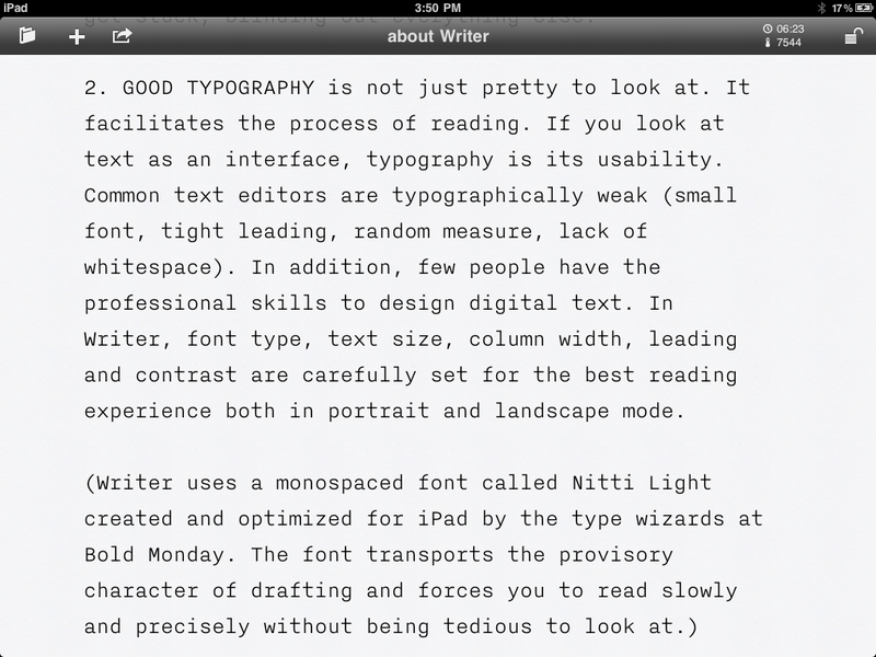 Illustration for article titled Information Architects' Writer, Or Building the Perfect iPad Writing App